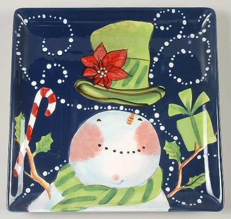 Magic Hat Snowman Square Dinner Plate