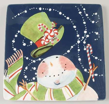 Magic Hat Snowman Square Salad/Dessert Plate
