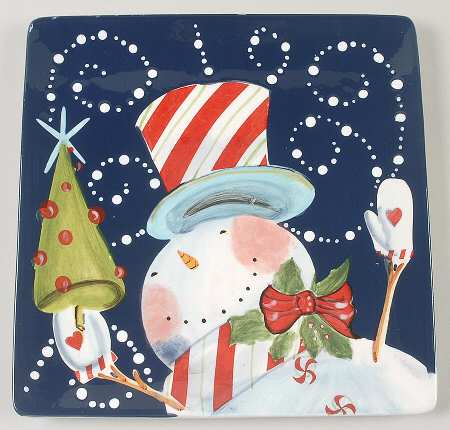 Magic Hat Snowman Square Salad/Dessert Plate