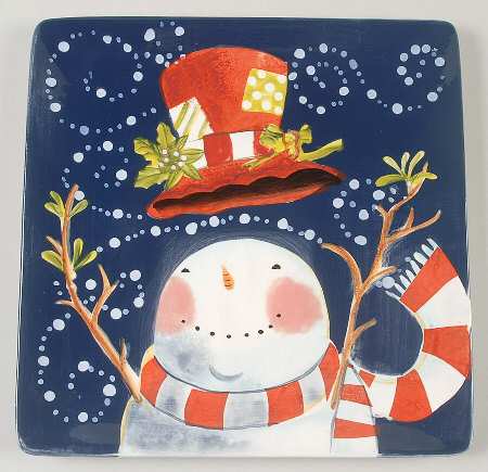 Magic Hat Snowman Square Salad/Dessert Plate