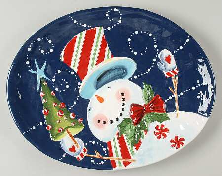 Magic Hat Snowman 16" Oval Serving Platter