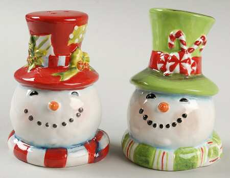 Magic Hat Snowman Figural Salt & Pepper Set
