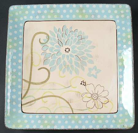 Damask Dot 14" Square Platter