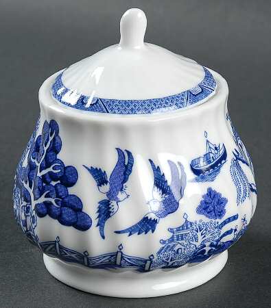 Blue Willow (Swirled) Sugar Bowl & Lid
