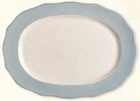 Fluted Blue 14" Oval Serving Platter