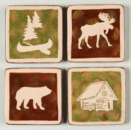 Rustic Lodge Coaster - Set of 4 Motifs