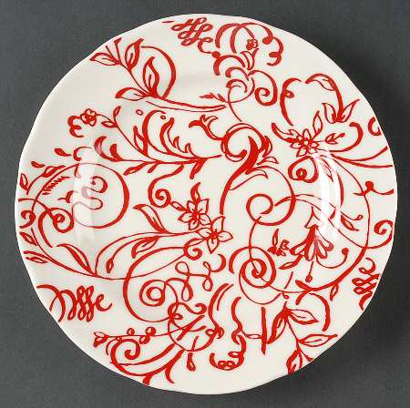 Cynthia's Scrolls Red Salad Plate