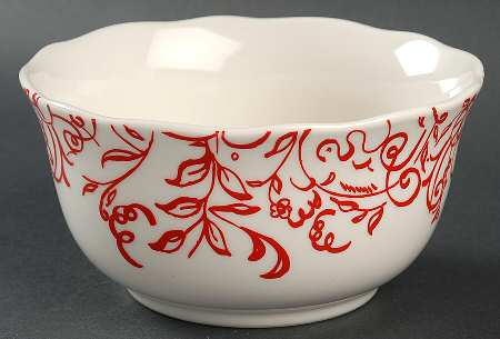 Cynthia's Scrolls Red Soup/Cereal Bowl