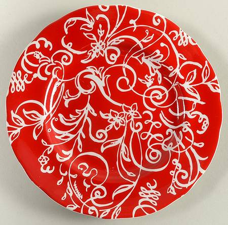 Cynthia's Scrolls Red Bread & Butter Plate
