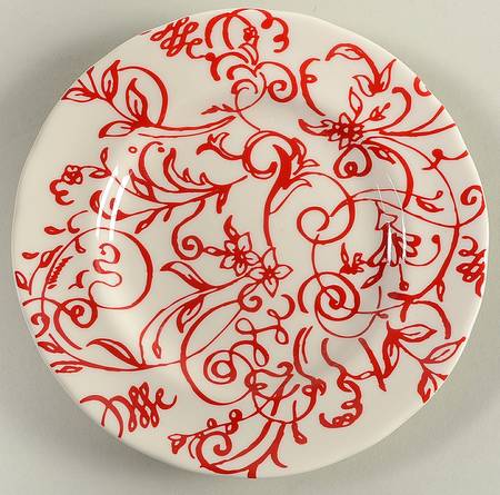 Cynthia's Scrolls Red Bread & Butter Plate