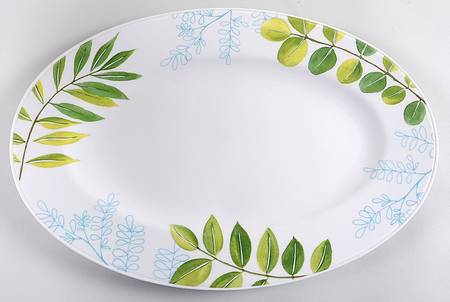 Creamware with Leaf Accents 16" Oval Serving Platter