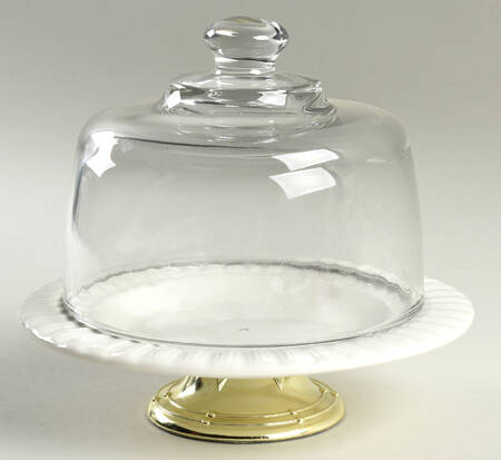 Beaded Shell 6 1/2"-7 1/2" Footed Cheese Plate w/ Glass Dome HC