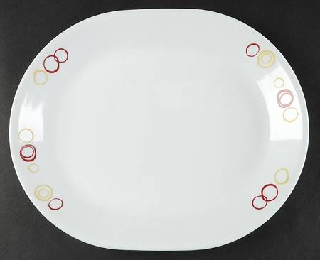 Circles (Rim, Corelle) 12" Oval Serving Platter