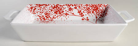 Falling Leaves Red 17" Rectangular Baker