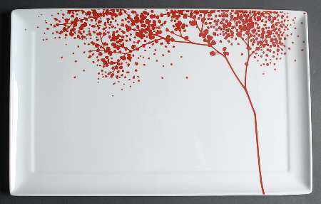 Falling Leaves Red 18" Rectangular Serving Platter by The Cellar (China)