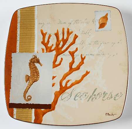 Aquarius Seahorse Square Salad Plate