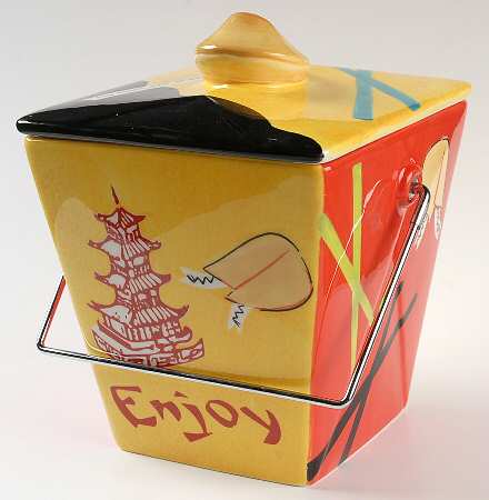Chinese Take Out Figural Cookie Jar & Lid