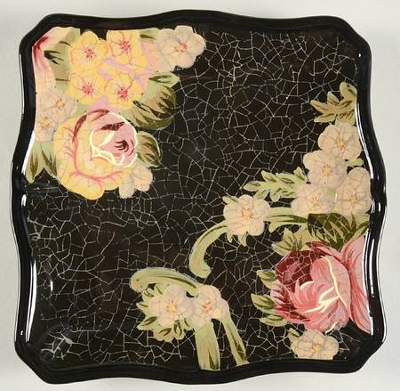 Midnight Floral Square Salad Plate