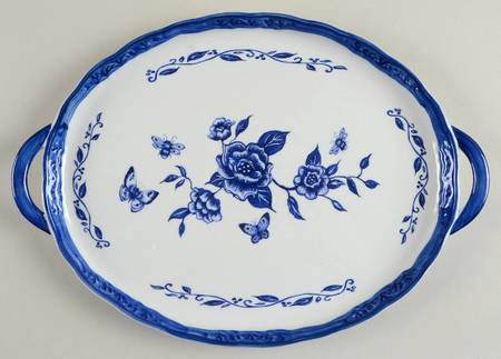 Blue Bliss 11" Oval Handled Tray