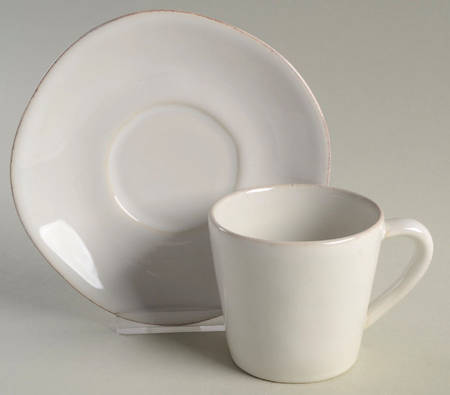 Marin White Flat Cup & Saucer Set