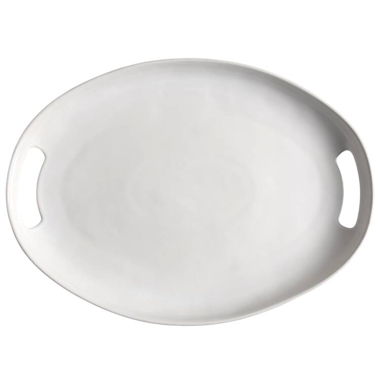 Marin White 18" Oval Handled Platter