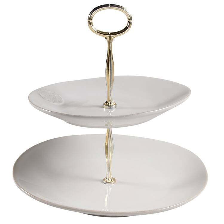 Forum White 6 5/8"-10"  2 Tiered Serving Tray (Dp, Sp) HC