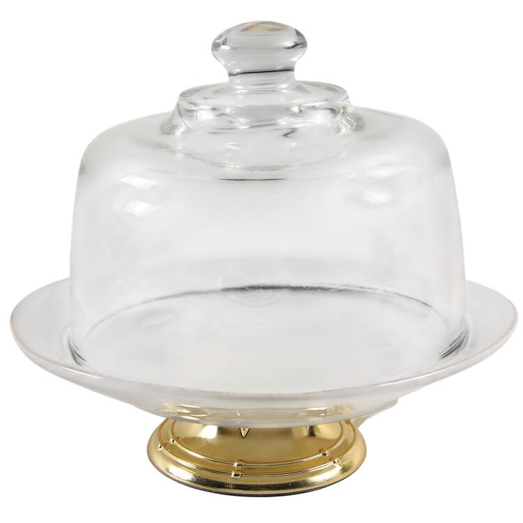 Forum White 6 1/2"-7 1/2" Footed Cheese Plate w/ Glass Dome HC