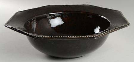 Prado Brown Black 12" Octagonal Serving Bowl