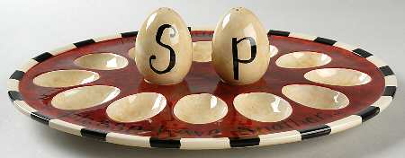 Family Table Deviled Egg Plate with Salt and Pepper