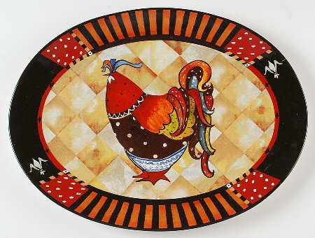 Rio Rooster 15" Oval Serving Platter