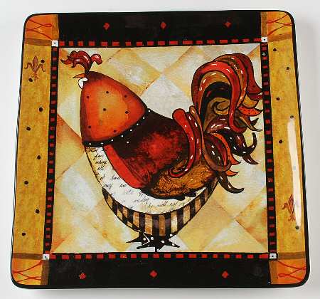 Rio Rooster 14" Square Platter