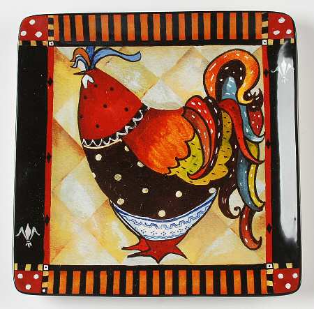 Rio Rooster Square Dinner Plate