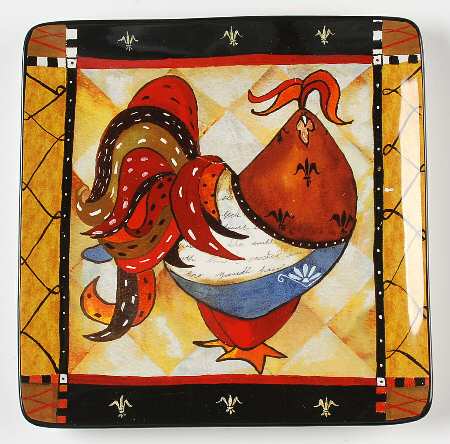 Rio Rooster Square Dinner Plate