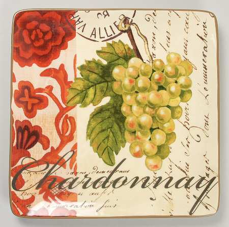 Wine Tour Square Dinner Plate