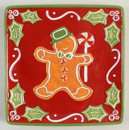 Gingerbread Man Square Salad/Dessert Plate