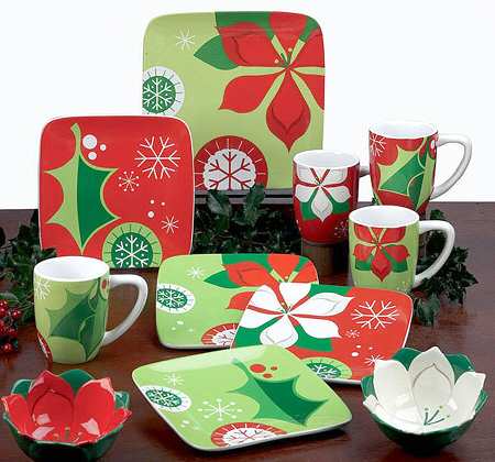 Holiday Floral Square Dinner Plate