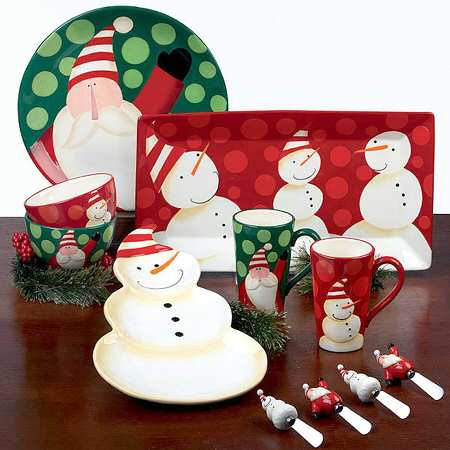 Polka Dot Christmas 16" Figural Platter