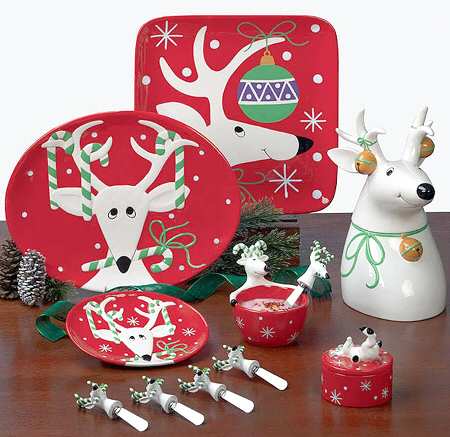 Silly Reindeer (Red Body) 16" Oval Serving Platter