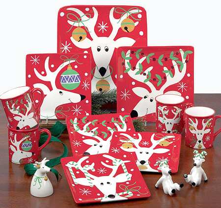 Silly Reindeer (Red Body) Square Dinner Plate