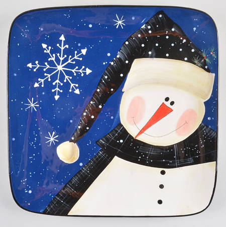 Snow Pals Blue 14" Square Platter