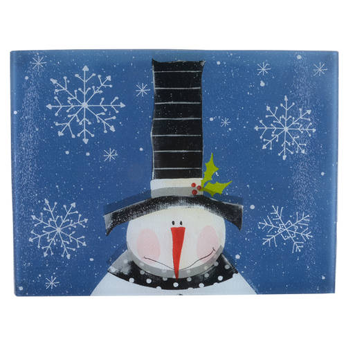 Snow Pals Blue 16" Glassware Rectangular Platter