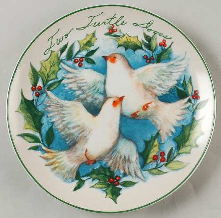 12 Days of Christmas (Aqua Background) Salad/Dessert Plate