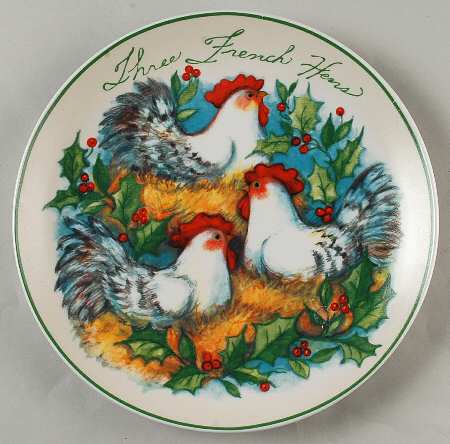 12 Days of Christmas (Aqua Background) Salad/Dessert Plate