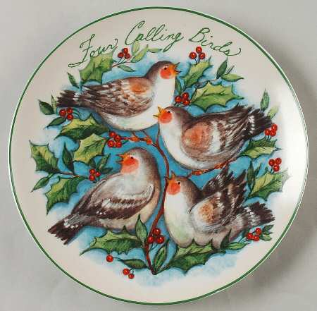 12 Days of Christmas (Aqua Background) Salad/Dessert Plate