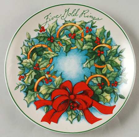 12 Days of Christmas (Aqua Background) Salad/Dessert Plate