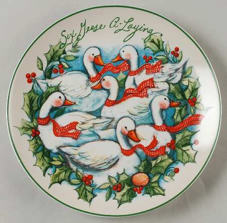 12 Days of Christmas (Aqua Background) Salad/Dessert Plate