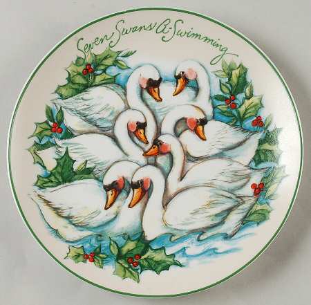 12 Days of Christmas (Aqua Background) Salad/Dessert Plate
