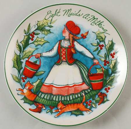 12 Days of Christmas (Aqua Background) Salad/Dessert Plate