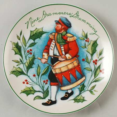 12 Days of Christmas (Aqua Background) Salad/Dessert Plate