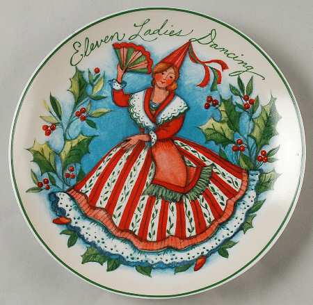 12 Days of Christmas (Aqua Background) Salad/Dessert Plate